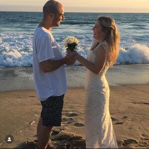 Cream wedding dress silk and lace